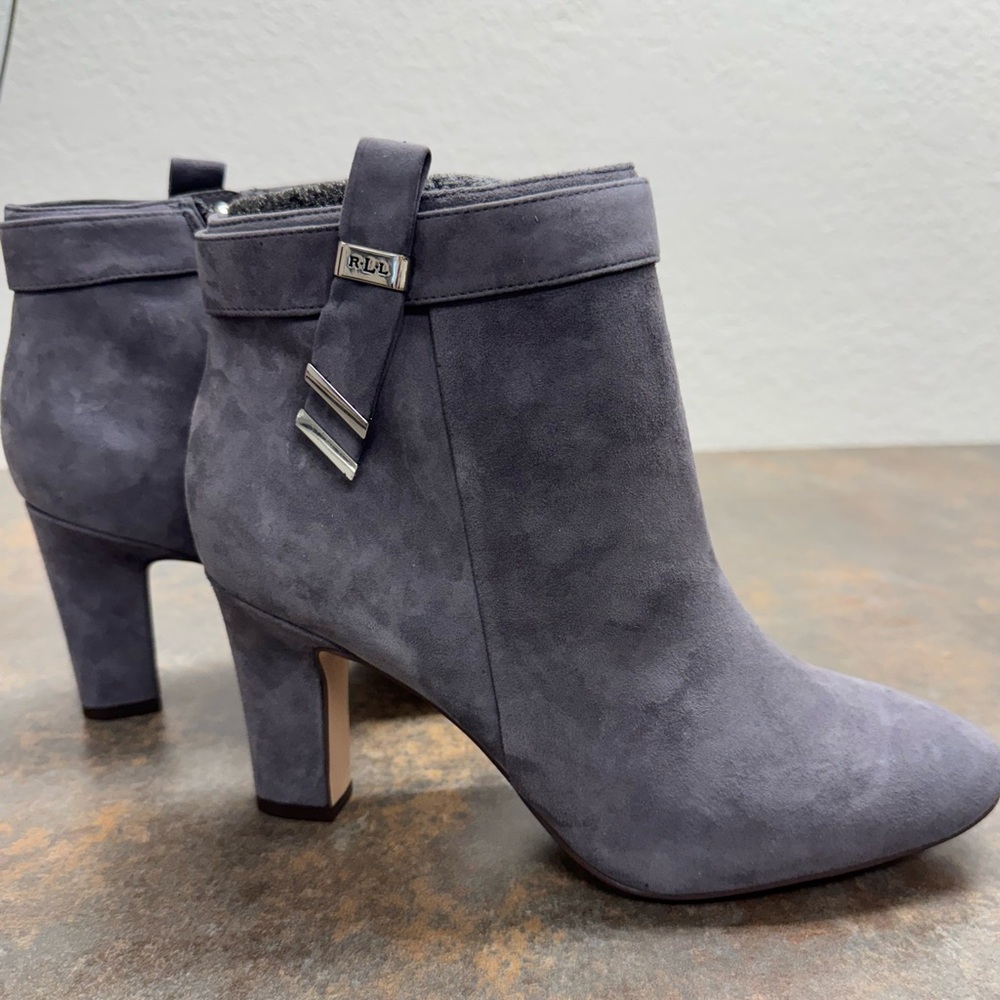 Lauren Ralph Lauren Gray Ankle Boots with Silver Accent